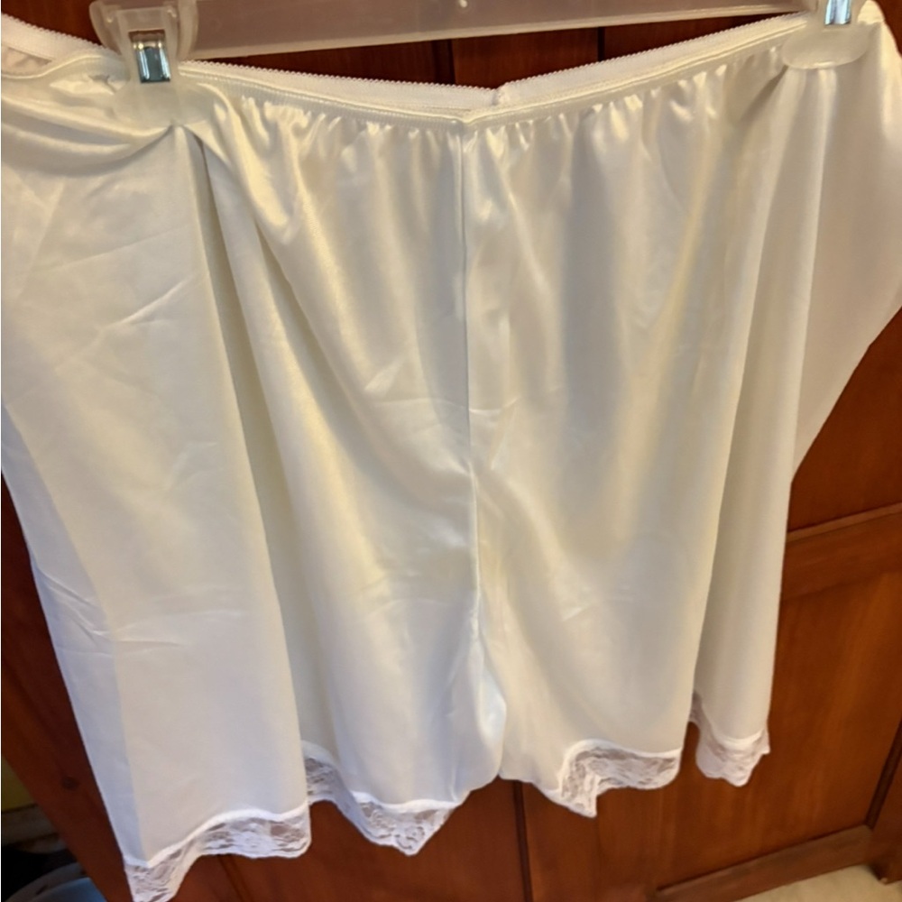 Elegant White Satin slip with Lace Trim